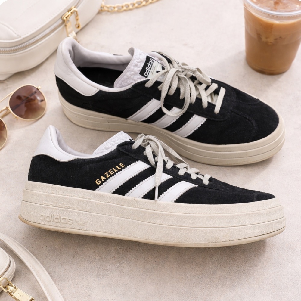 adidas Gazelle Platform Sneakers in Black and White
